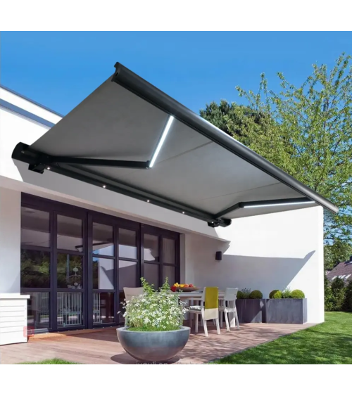 Store banne 3X2.5 m coffre intégral motorisé avec leds - Maxence