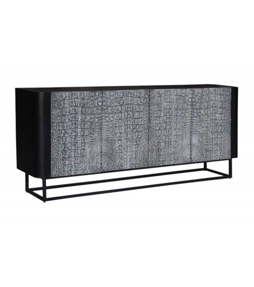 Buffet CROCO gris en bois de manguier