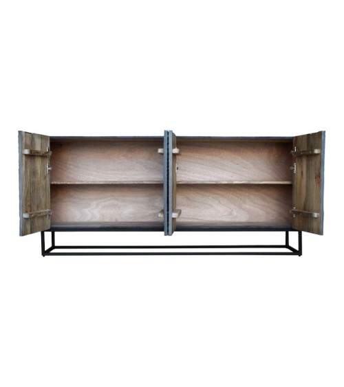 Buffet CROCO gris en bois de manguier