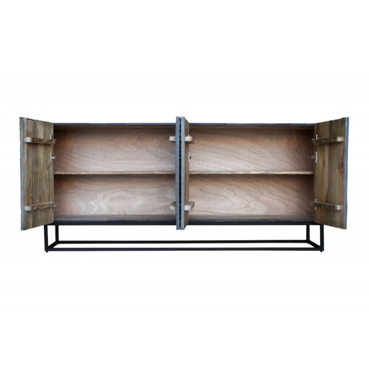 Buffet CROCO gris en bois de manguier