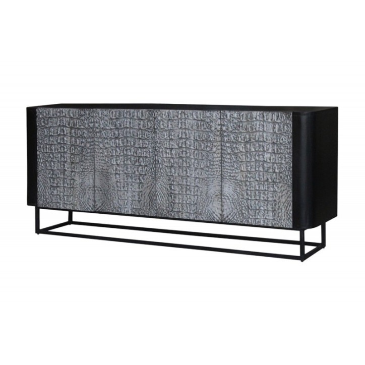 Buffet CROCO gris en bois de manguier