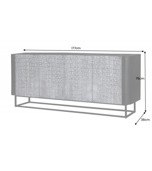 Buffet CROCO gris en bois de manguier