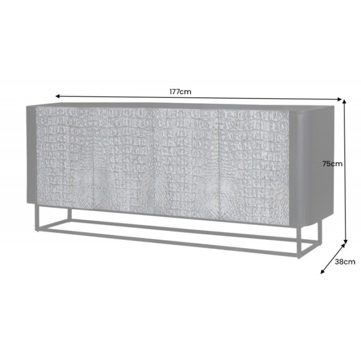 Buffet CROCO gris en bois de manguier