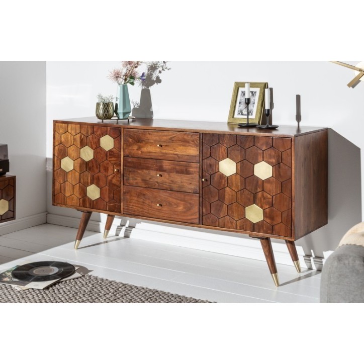 Buffet HEXAGONE bois massif d'acacia