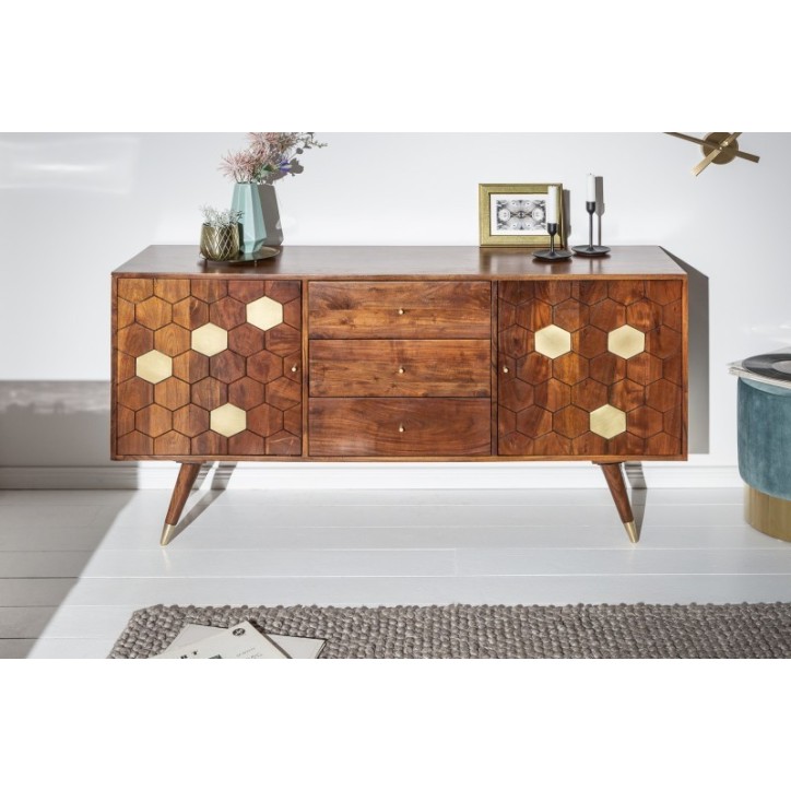 Buffet HEXAGONE bois massif d'acacia