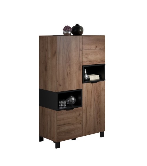 Salon complet KYOTO : table basse, meuble TV, vitrine, commode haute, (buffet)