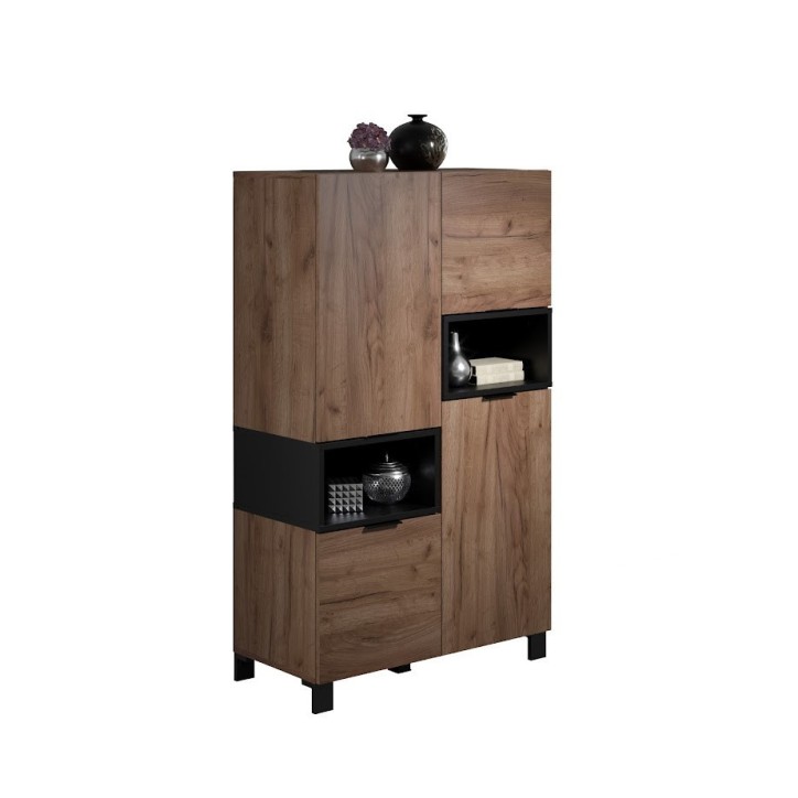 Salon complet KYOTO : table basse, meuble TV, vitrine, commode haute, (buffet)