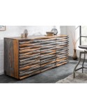 Buffet RELIEF bois massif de sheesham gris fumé