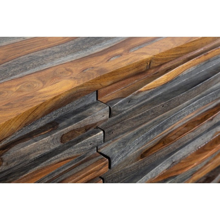 Buffet RELIEF bois massif de sheesham gris fumé