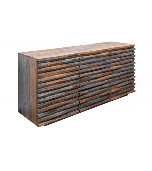 Buffet RELIEF bois massif de sheesham gris fumé