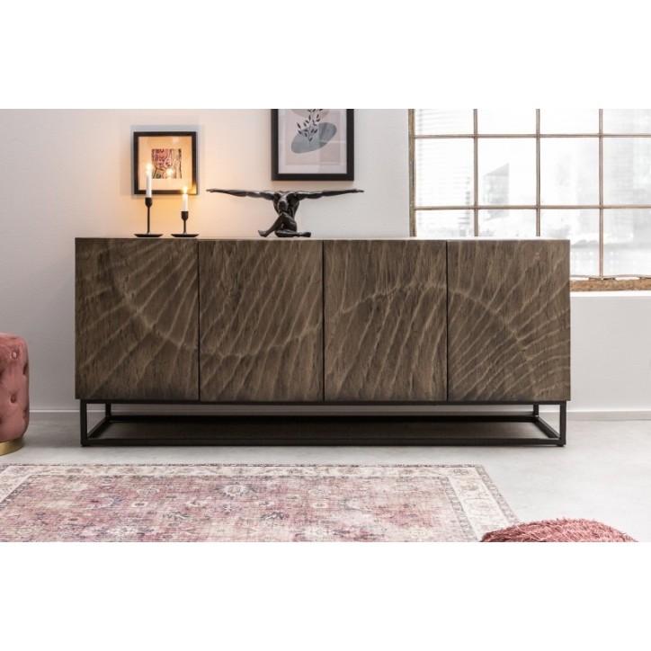 Buffet INFINITY en bois massif d'acacia gris 177 cm