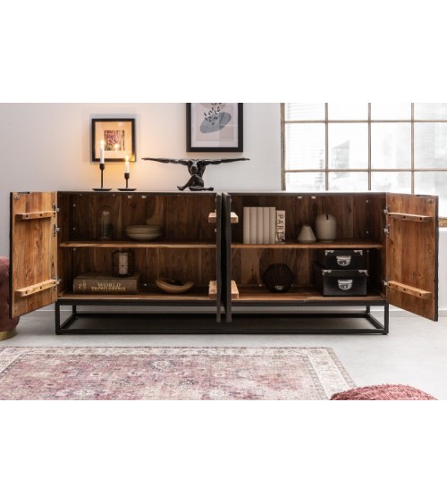 Buffet INFINITY en bois massif d'acacia gris 177 cm