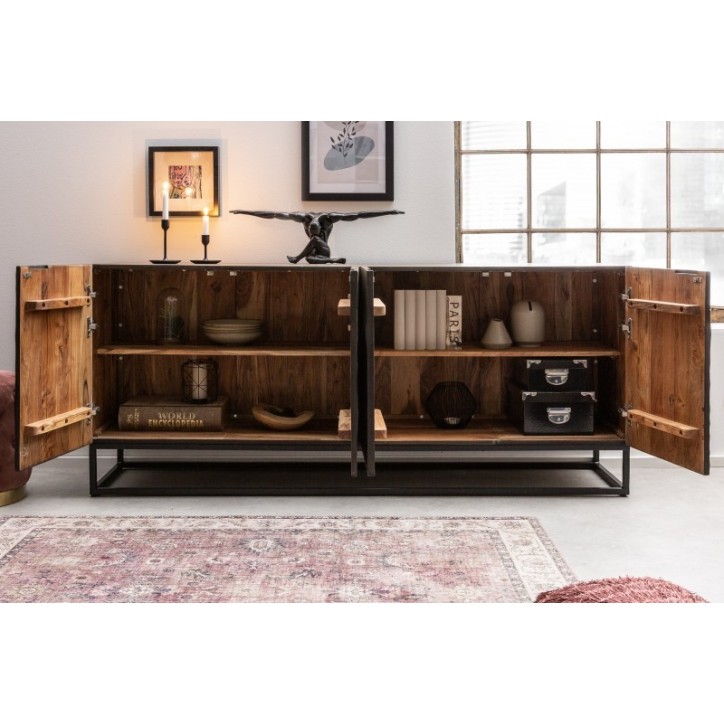 Buffet INFINITY en bois massif d'acacia gris 177 cm