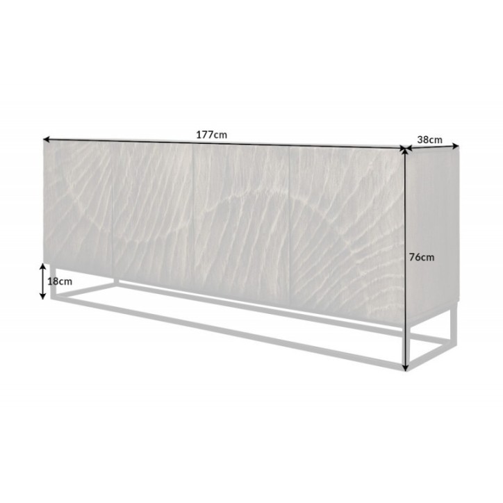 Buffet INFINITY en bois massif d'acacia gris 177 cm