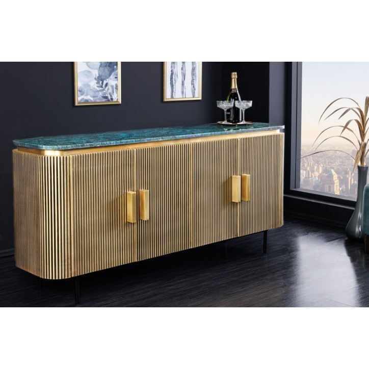 Buffet RETRO en bois massif de manguier et marbre