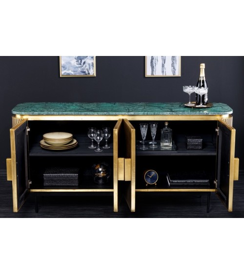 Buffet RETRO en bois massif de manguier et marbre