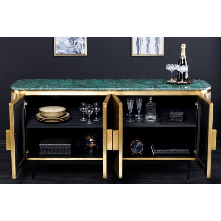 Buffet RETRO en bois massif de manguier et marbre