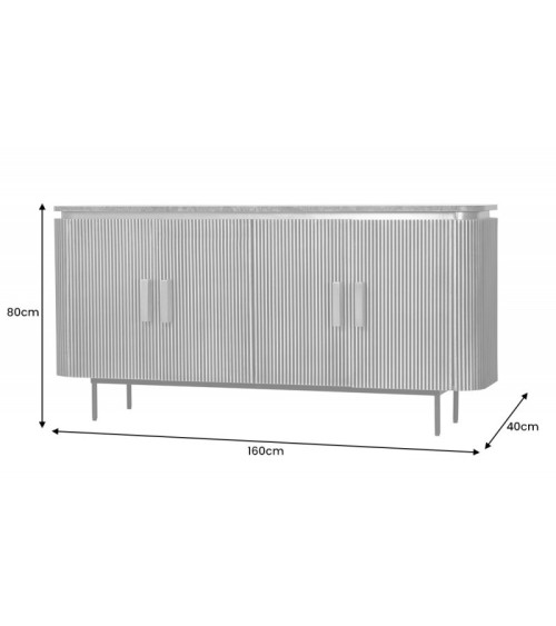 Buffet RETRO en bois massif de manguier et marbre