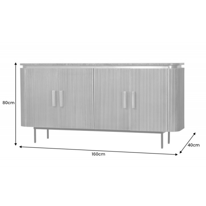 Buffet RETRO en bois massif de manguier et marbre