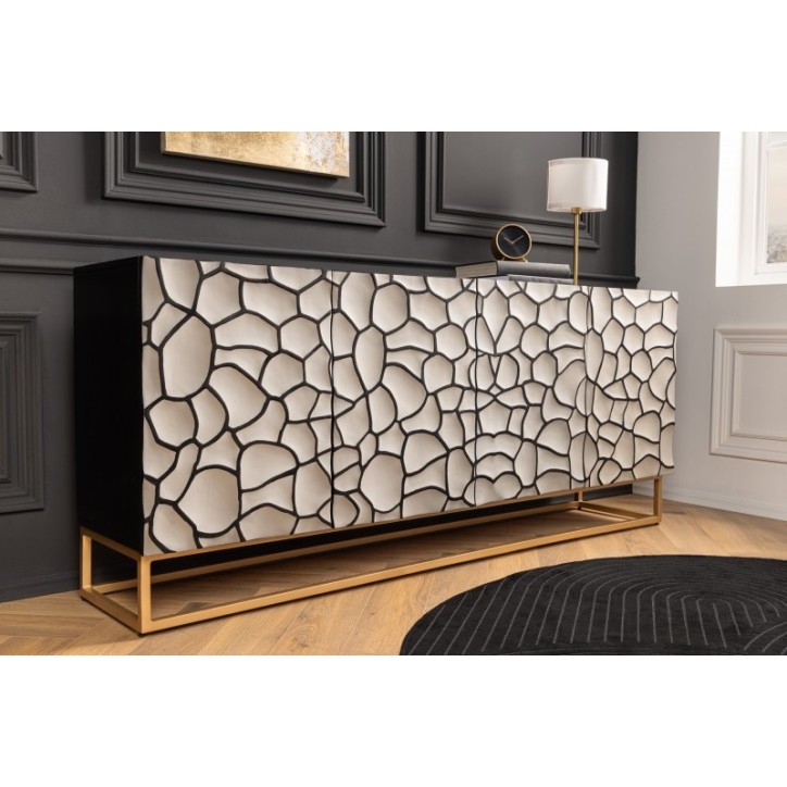 Buffet BARK en bois de manguier noir et blanc