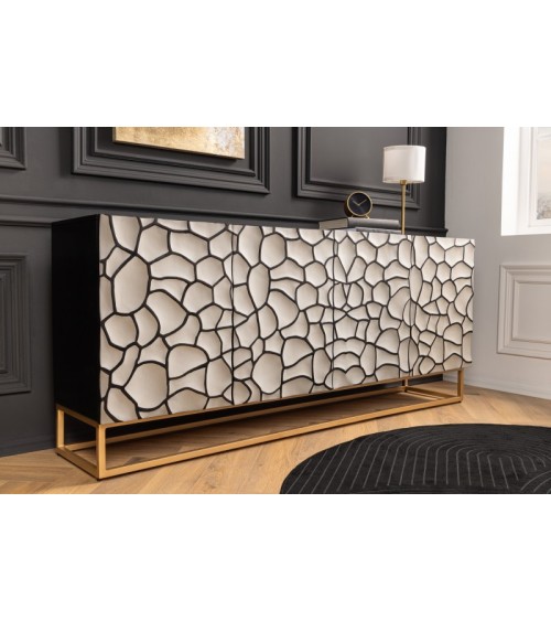 Buffet BARK en bois de manguier noir et blanc