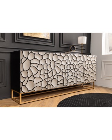 Buffet BARK en bois de manguier noir et blanc