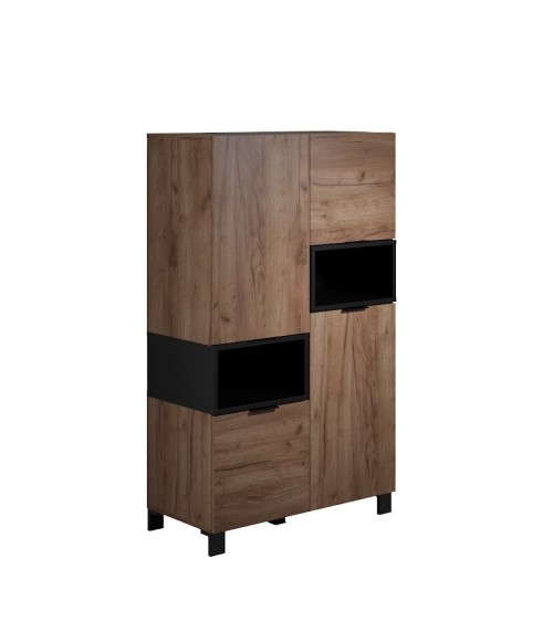 Salon complet KYOTO : table basse, meuble TV, vitrine, commode haute, (buffet)