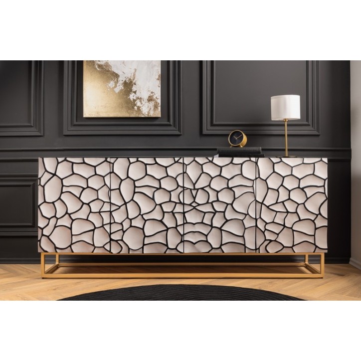 Buffet BARK en bois de manguier noir et blanc