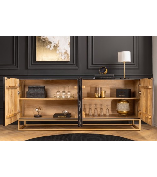 Buffet BARK en bois de manguier noir et blanc