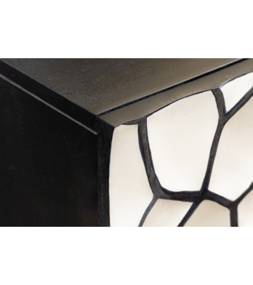Buffet BARK en bois de manguier noir et blanc