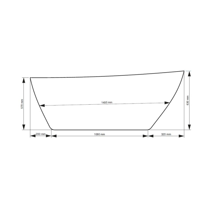 Freistehende Badewanne FORTUNA 160x70x63 cm