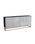 Buffet CIRCLE en bois de manguier noir et blanc