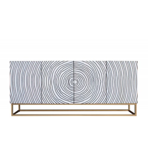 Buffet CIRCLE en bois de manguier noir et blanc