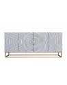 Buffet CIRCLE en bois de manguier noir et blanc