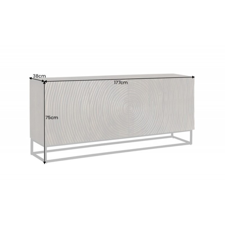 Buffet CIRCLE en bois de manguier noir et blanc