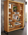 Etagère cubus miel d'acacia 190cm métal noir