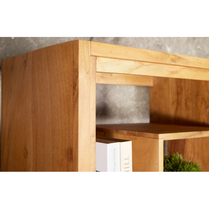 Etagère cubus miel d'acacia 190cm métal noir