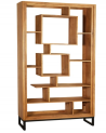 Etagère cubus miel d'acacia 190cm métal noir