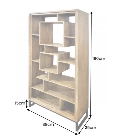 Etagère cubus miel d'acacia 190cm métal noir