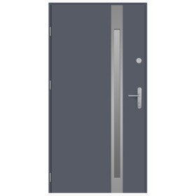 Porte d'entrée 80 cm en acier inoxydable anthracite