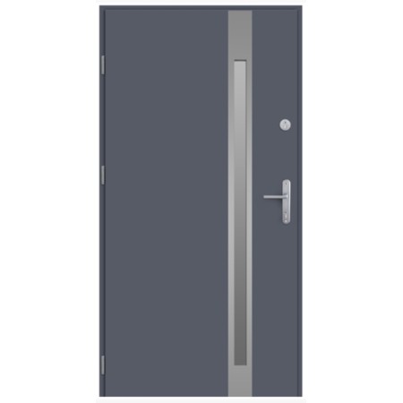 Porte d'entrée 80 cm en acier inoxydable anthracite