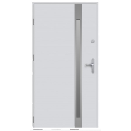 Porte d'entrée 80 cm en acier inoxydable blanc