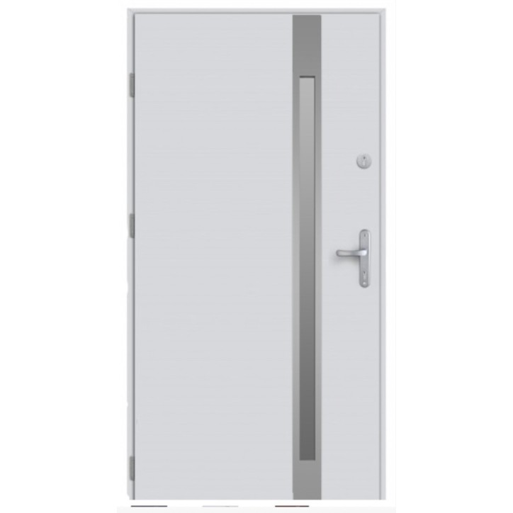 Porte d'entrée 80 cm en acier inoxydable blanc