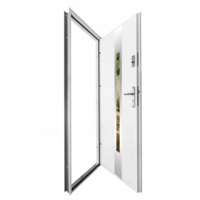 Porte d'entrée 80 cm en acier inoxydable blanc