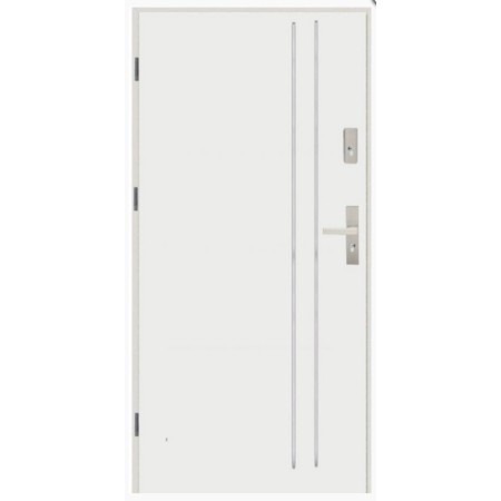 Porte d'entrée 90 cm en acier blanc