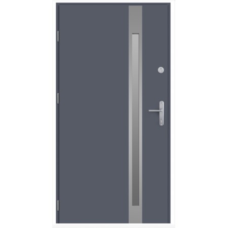 Porte d'entrée KALA 90 cm H1 en acier inoxydable Anthracite