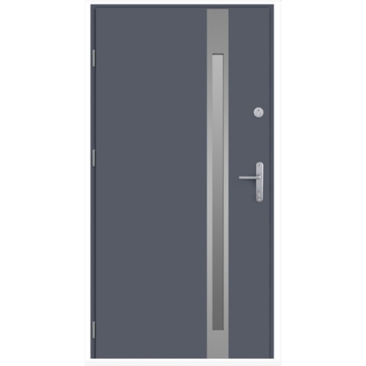 Porte d'entrée KALA 90 cm H1 en acier inoxydable Anthracite