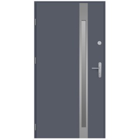 Porte d'entrée 80 cm en acier inoxydable anthracite