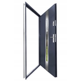 Porte d'entrée 80 cm en acier inoxydable anthracite