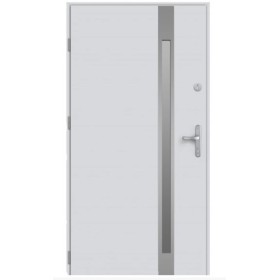 Porte d'entrée KALA 90 cm H1 en acier inoxydable blanc